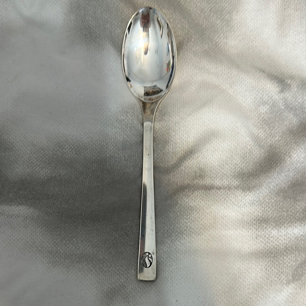 Sambonet Italy silver table spoon. Stars and banners pattern. Modern